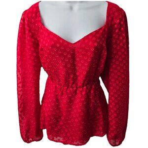 Torrid Hearts Pepum Shirt Top XL 12 14 0 Sweetheart Chiffon Magenta Pink Red NEW